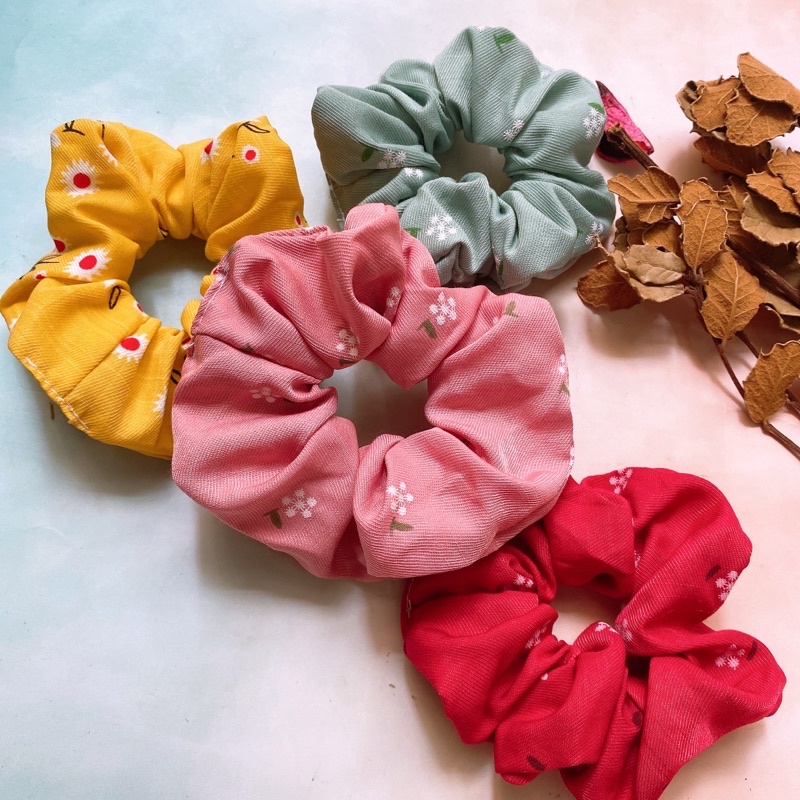 {Ảnh thật} SCRUNCHIES HOA CÚC LINEN 5 MÀU, CỘT TÓC VẢI THỜI TRANG NỮ