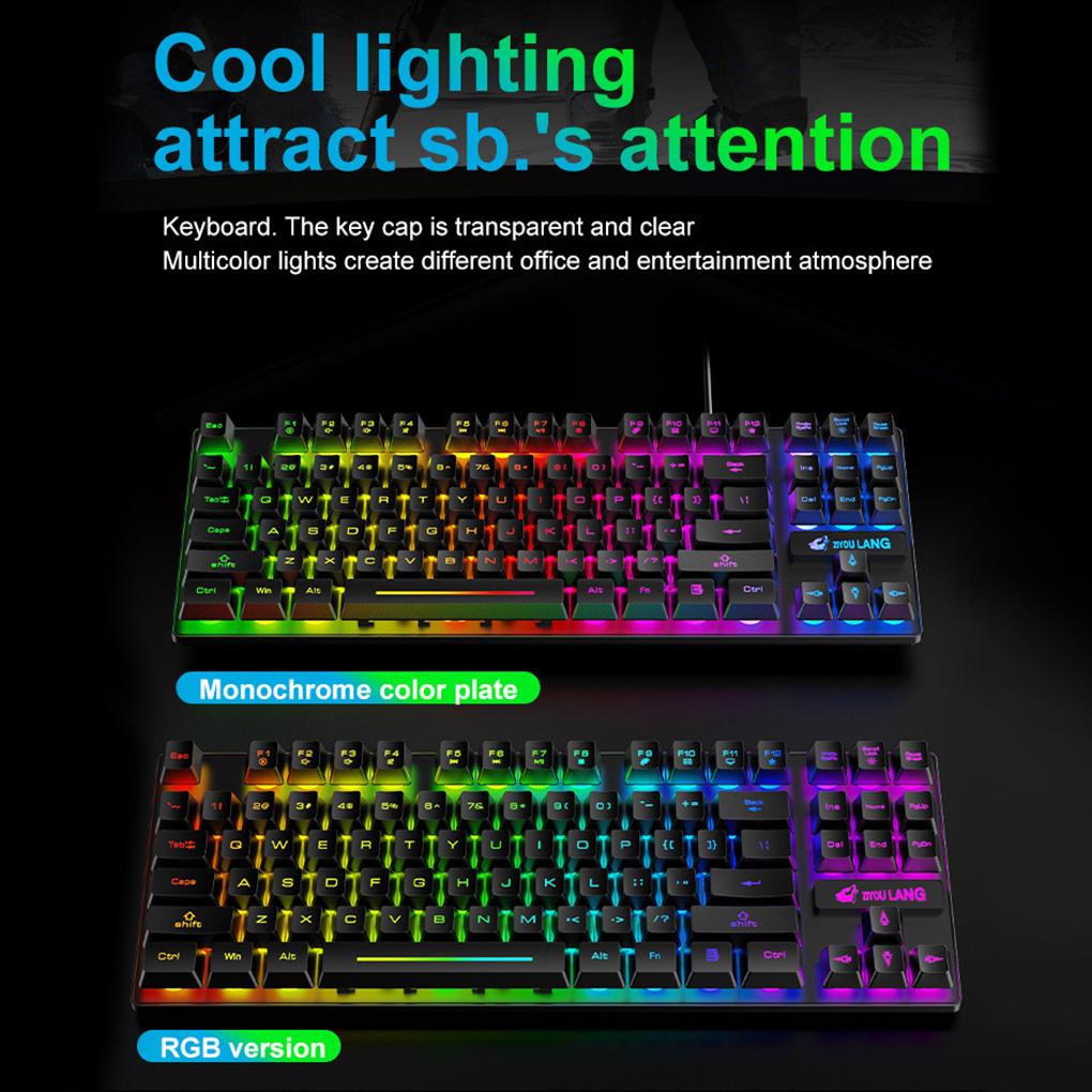 Bàn Phím Cơ Chơi Game 87 Phím Có Đèn Nền RGB Chuyên Dụng Cho Máy Tính