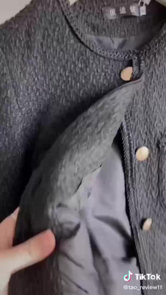 Áo dạ Tweed đen trơn dáng ngắn quảng châu 2 lớp | BigBuy360 - bigbuy360.vn