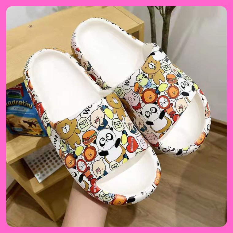 Dép đúc đế cao bánh mì họa tiết con vật cute dép Hàn Quốc nam nữ dễ thương đi chơi biển giá rẻ chụp ảnh cá tính