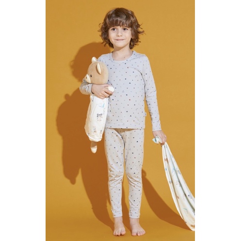 Bộ ngủ cotton dài tay mặc nhà hoạ tiết tam giác Moonya