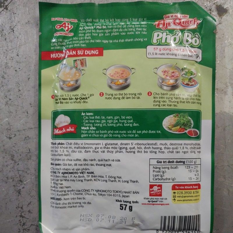 Gia vị phở bò Aji-quick gói 57g