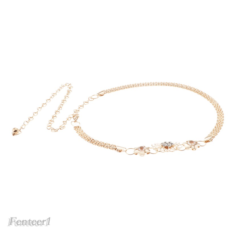 Dây nịt kim loại hình hoa đính đá có thể điều chỉnh kích cỡ