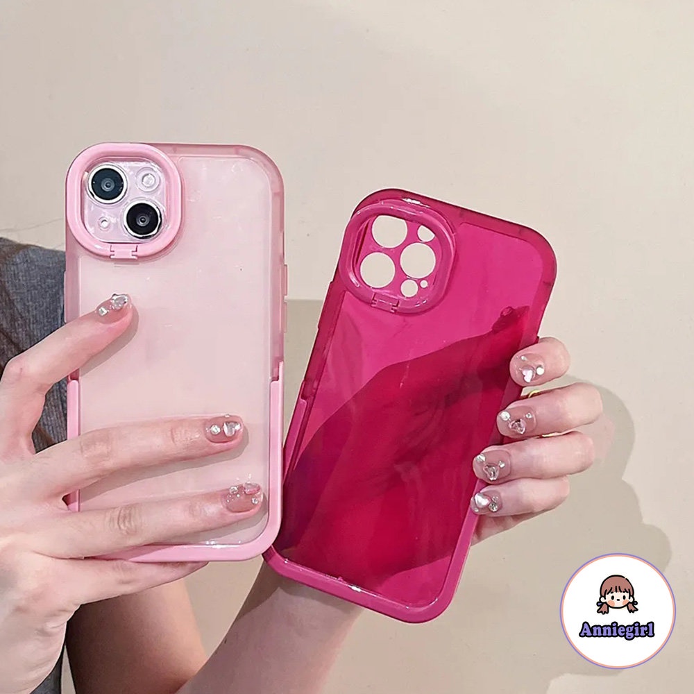 Ốp Điện Thoại TPU Mềm Trong Suốt Màu Kẹo Chống Trầy Xước Có Giá Đỡ Vô Hình Cho IPhone 13 12 11 Pro Max