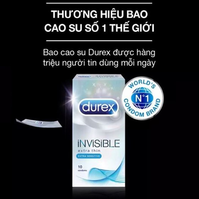 Combo 2 hộp bao cao su Durex Invisible Extra Thin hộp 10 chiếc siêu mỏng chính hãng công ty DKSH Việt Nam - Nana Shop