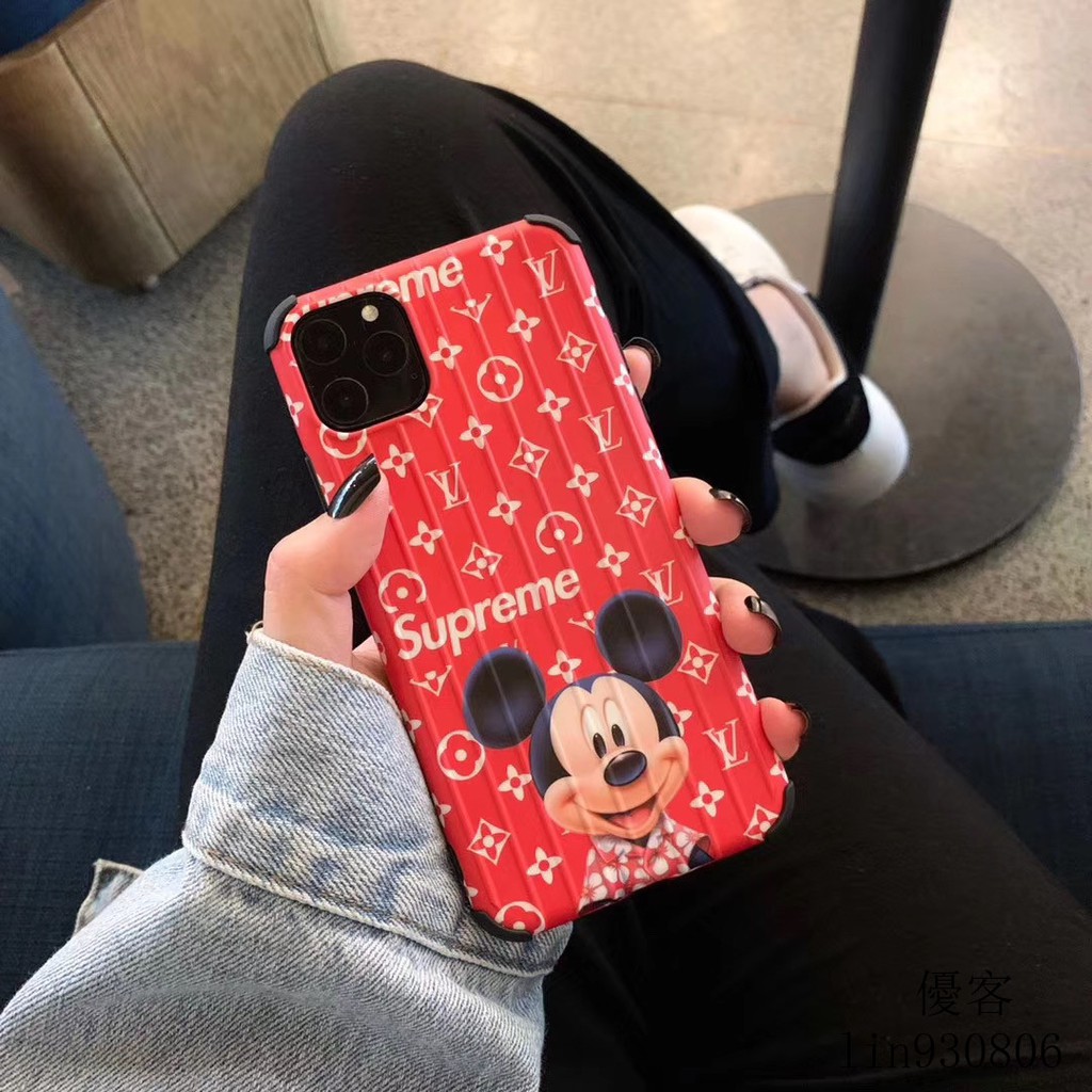 Lv Ốp Điện Thoại Họa Tiết Kẻ Sọc Hình Chuột Mickey Cho Iphone 12 Mini 11 12Pro Max SE2 Mobile