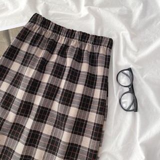 CHÂN VÁY DẠ KẺ ULZZANG (ảnh thật/sẵn/video)