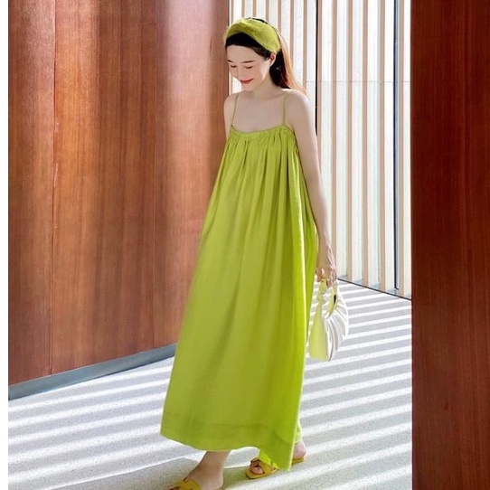 váy 2 dây ôm ngực dáng dài, đầm maxi đi biển bầu bí mặc thoải mái