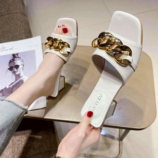 Guốc đế cao viền xoắn xích vàng