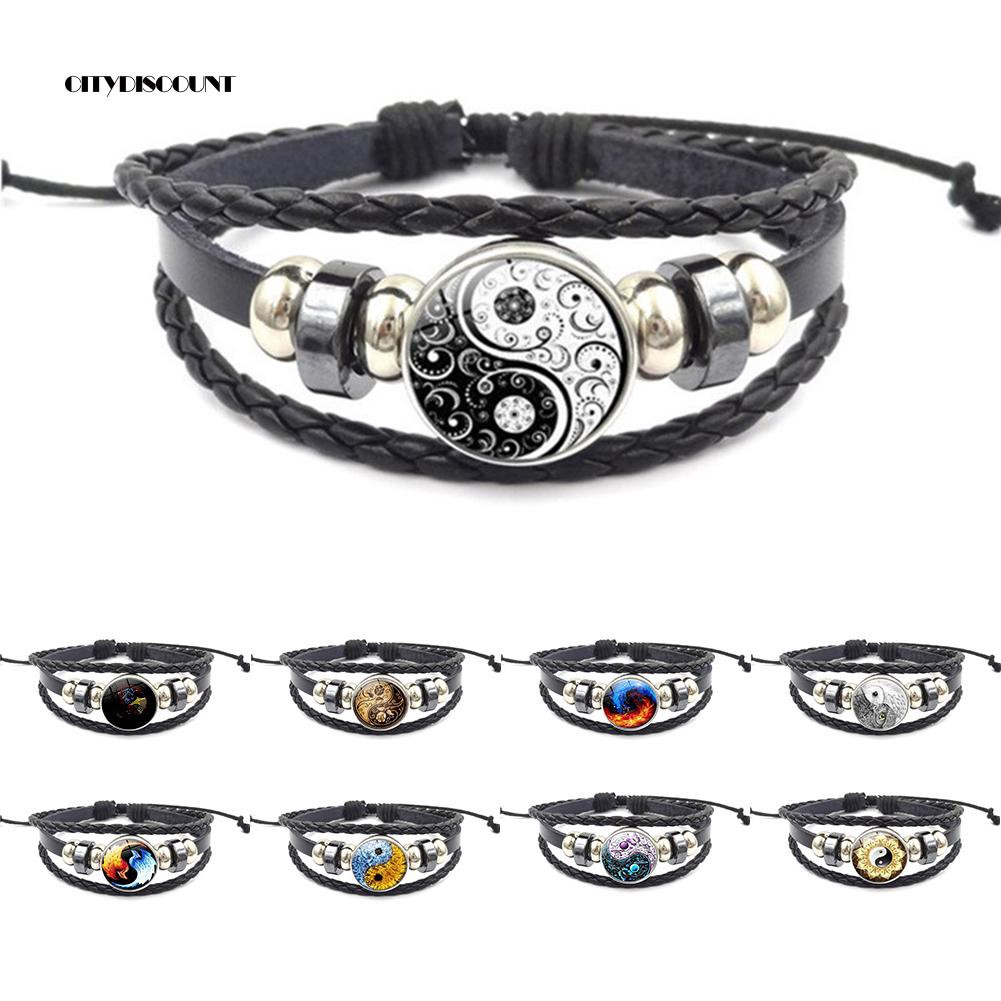 Vòng tay da nhiều sợi phong cách vintage cho nam và nữ
