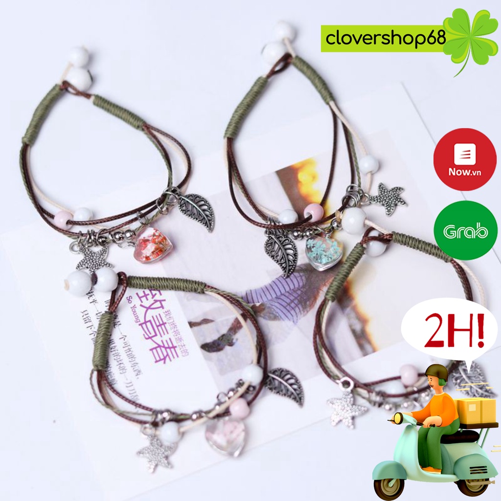 Vòng tay gốm hoa khô trái tim Clovershop68