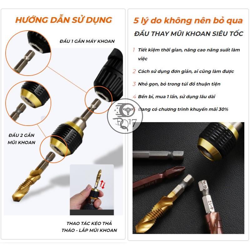 [ BỘ 3 ĐẦU NỐI TÔ VÍT, BẮN VÍT DÀI 150MM ] 100% NHƯ HÌNH - ĐẦU LỤC GIÁC THAY NHANH