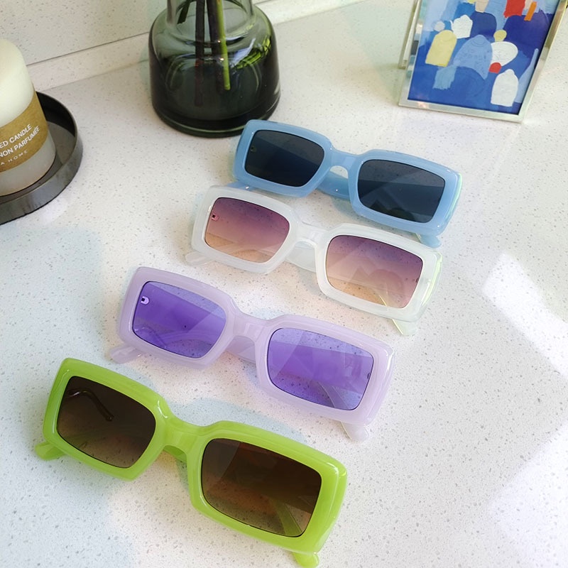 (YUZHU) Kính Mát Thời Trang Hàn Quốc Nhiều Màu Sắc Hình Chữ Nhật