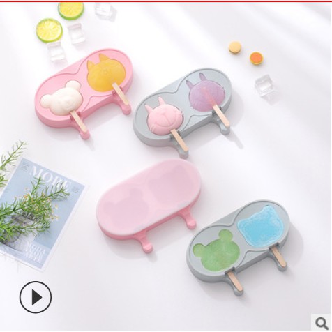 Khuôn Làm Kem Silicon Kèm 20 Que Gỗ