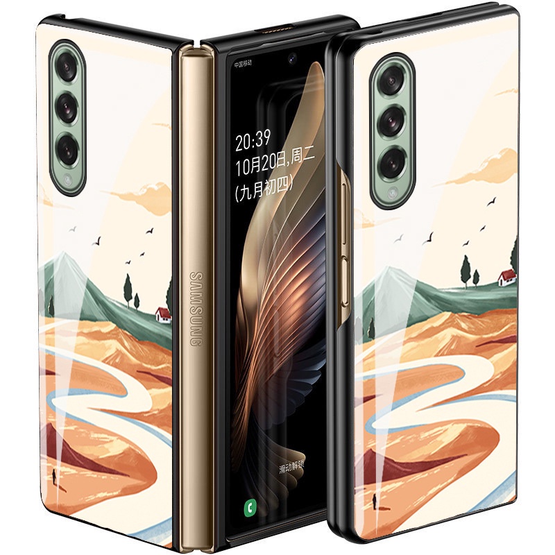 Ốp Điện Thoại Mặt Kính Cường Lực Họa Tiết Tranh Vẽ Cho Samsung Galaxy Z Fold 3 Z Fold 2 Z Flip 3 Z Flip 5g