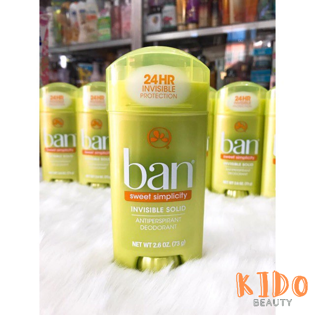Lăn khử mùi BAN Invisible Solid Antiperspirant Deodorant 73g Lăn nách nữ Mỹ