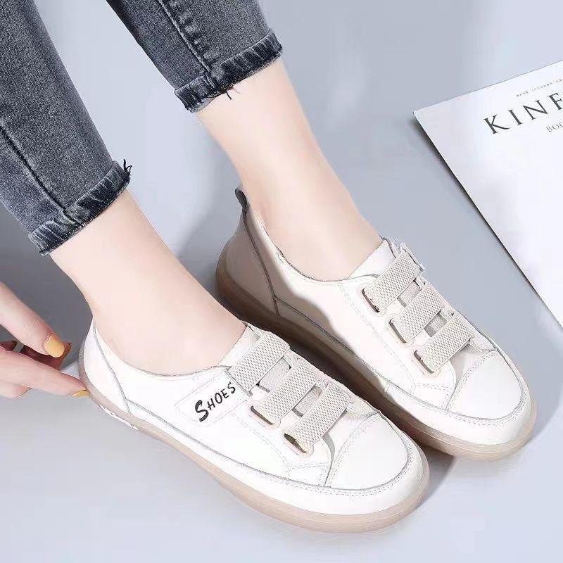 Giày Lười Da Mềm Mỏng Màu Trắng Thời Trang Xuân Thu Cho Nữ