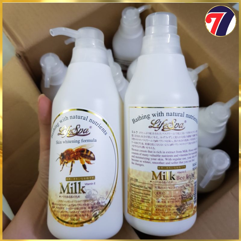 Sữa tắm trắng da LifeSPA Milk bò, dê, ong nhật 500ml
