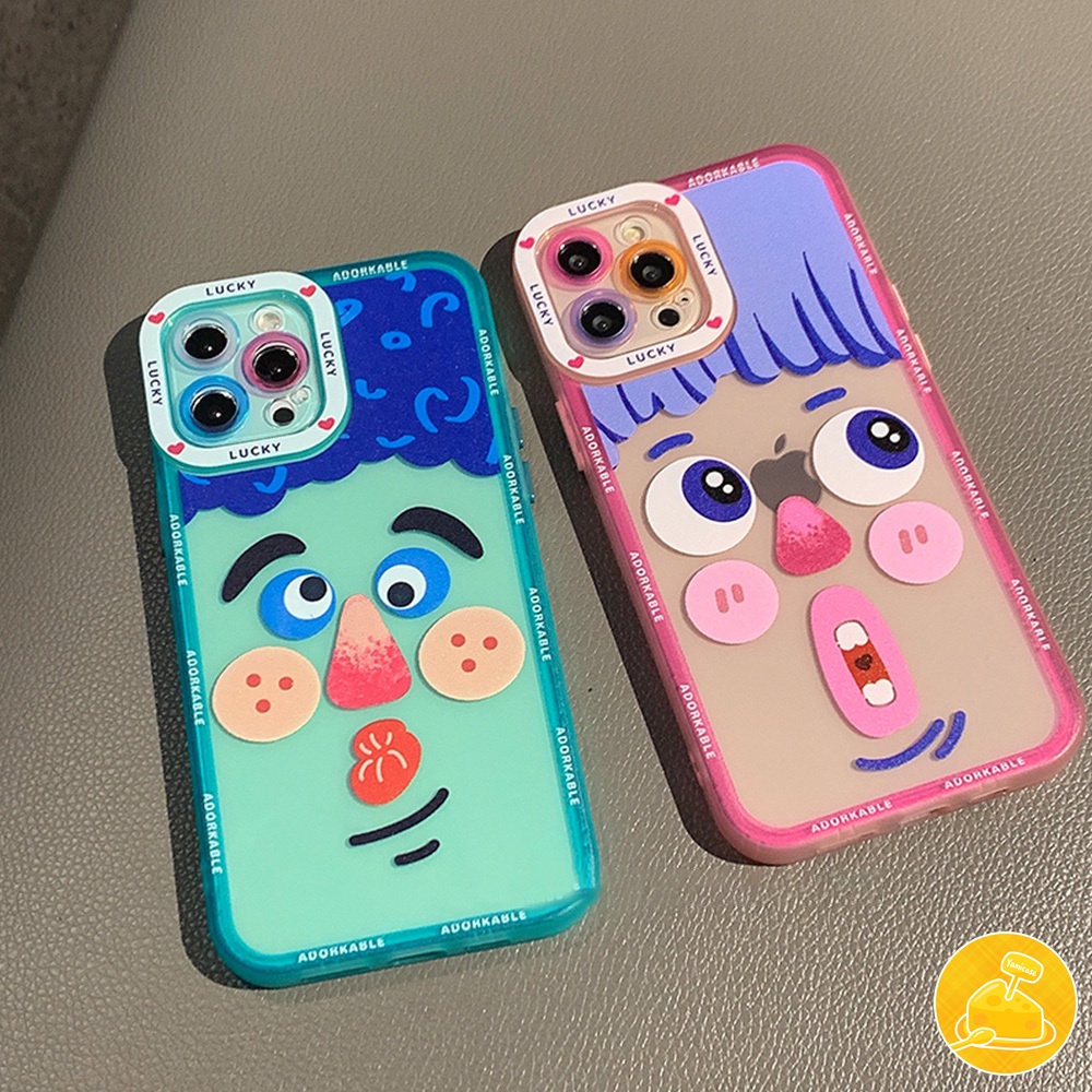 Fluorescent Angel Eyes Colored Button Text Couple Emoji Phone Case for IPhone 12 11 Pro Max X Xs Max XR 8 7 Plus SE All-inclusive Frosted Soft TPU Back Cover