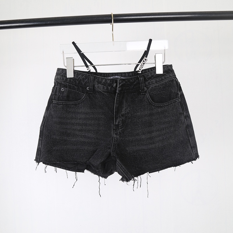 Aw 2022 Quần Short Denim Bạc Màu Eo Giữa Mới