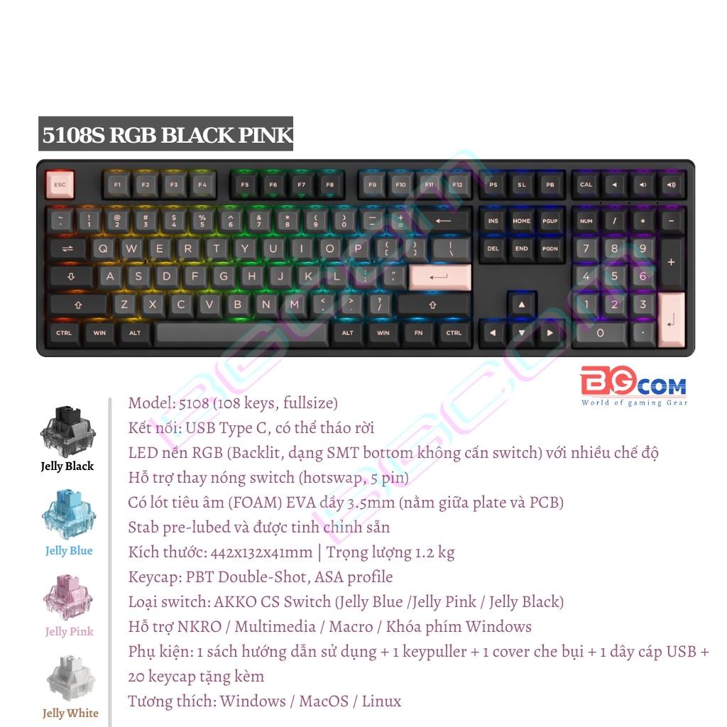 Bàn phím cơ AKKO 5108s RGB Black Pink| Sailor moon Crystal|Honkai Impact 3rd - Bronya Zaychik