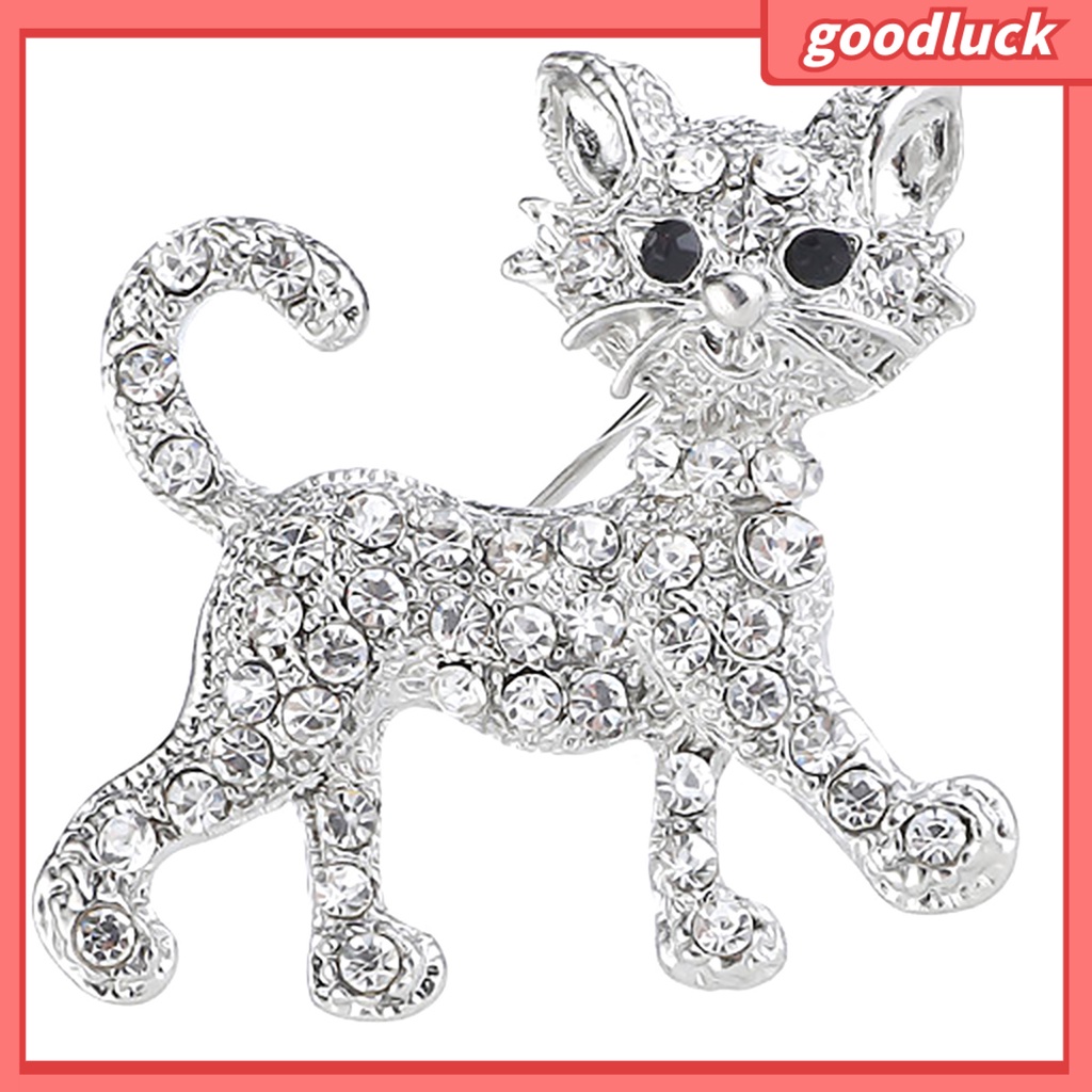 Ghim Cài Áo Hình Chú Mèo Đính Đá Nhân Tạo Thời Trang Cho Nữ