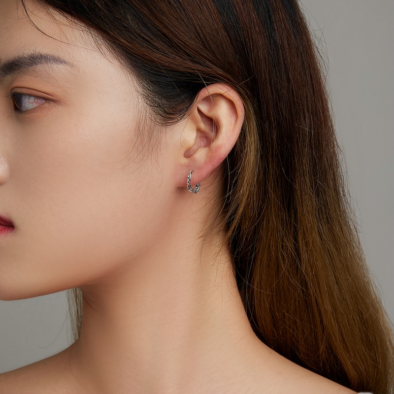 Khuyên tai BAMOER bạc 925 hình xoắn ốc phong cách retro sành điệu