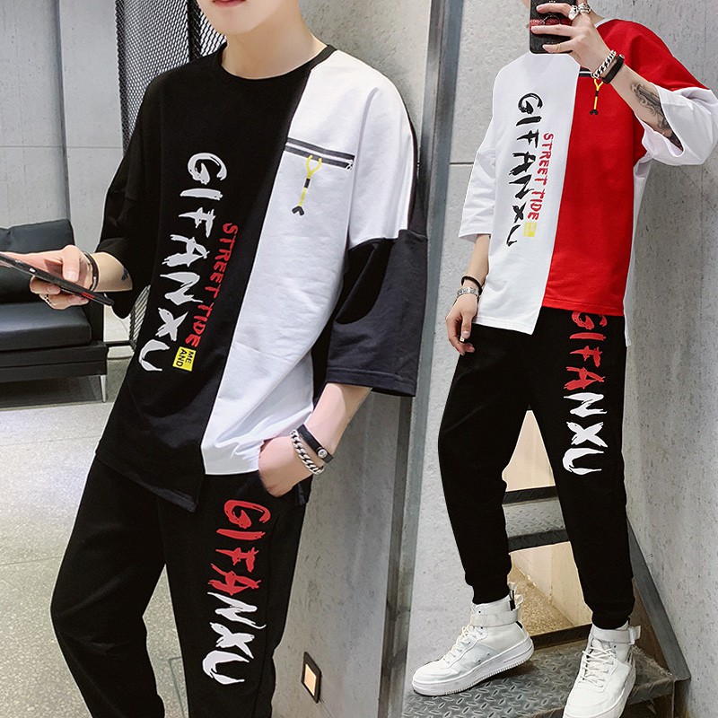 Combo 2 Bộ Quần Áo Thun Nam Tay Ngắn Quần Dài GiFanXu Sành Điệu SET NAM 9000026 B R | BigBuy360 - bigbuy360.vn