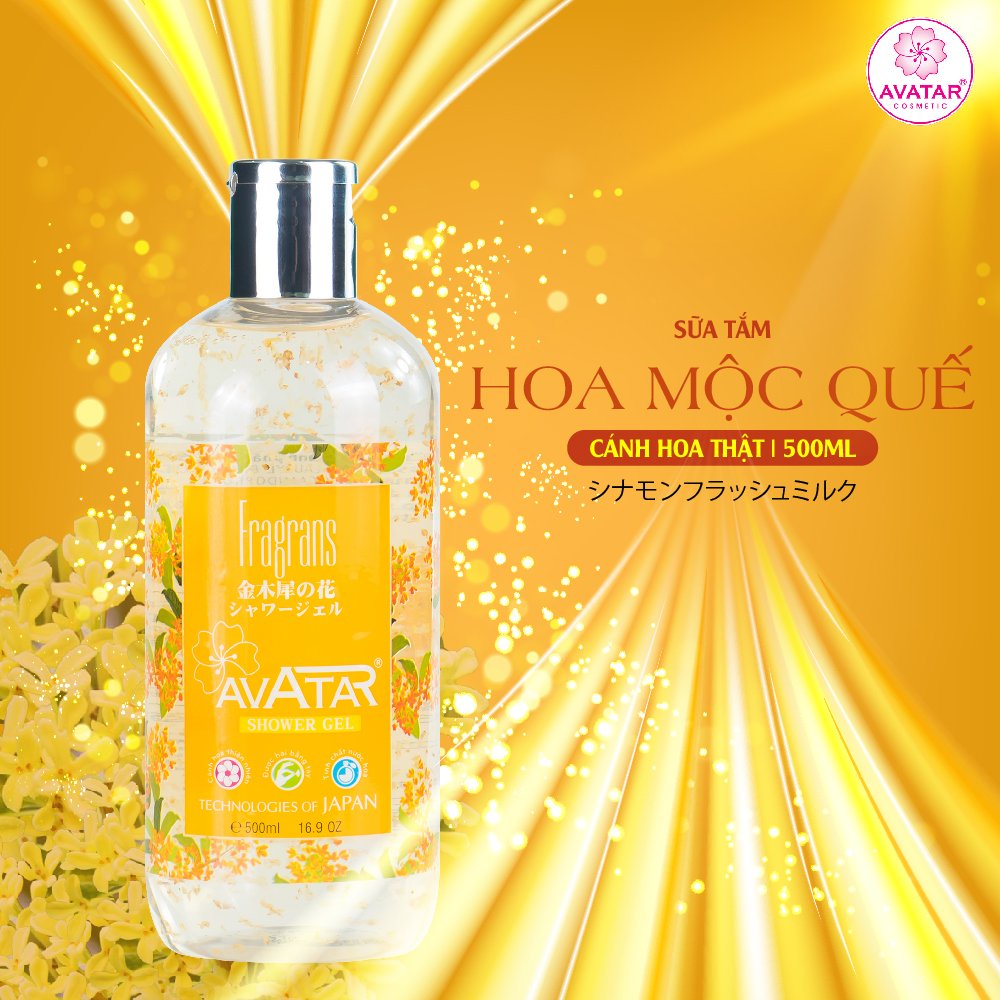 Sữa tắm nước hoa Nhật Bản cánh hoa Mộc Quế AVATAR  hương thơm quyến rũ 500ml
