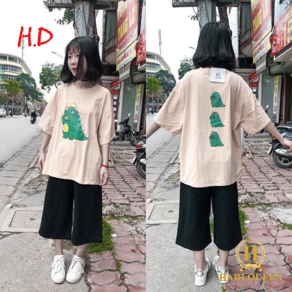 [FREESHIP ĐƠN TỪ 50K] Sét áo khủng long + quần ống rộng lửng HDA0420
