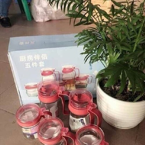 HỘP 5 HỦ GIA VỊ THỦY TINH CAO CẤP