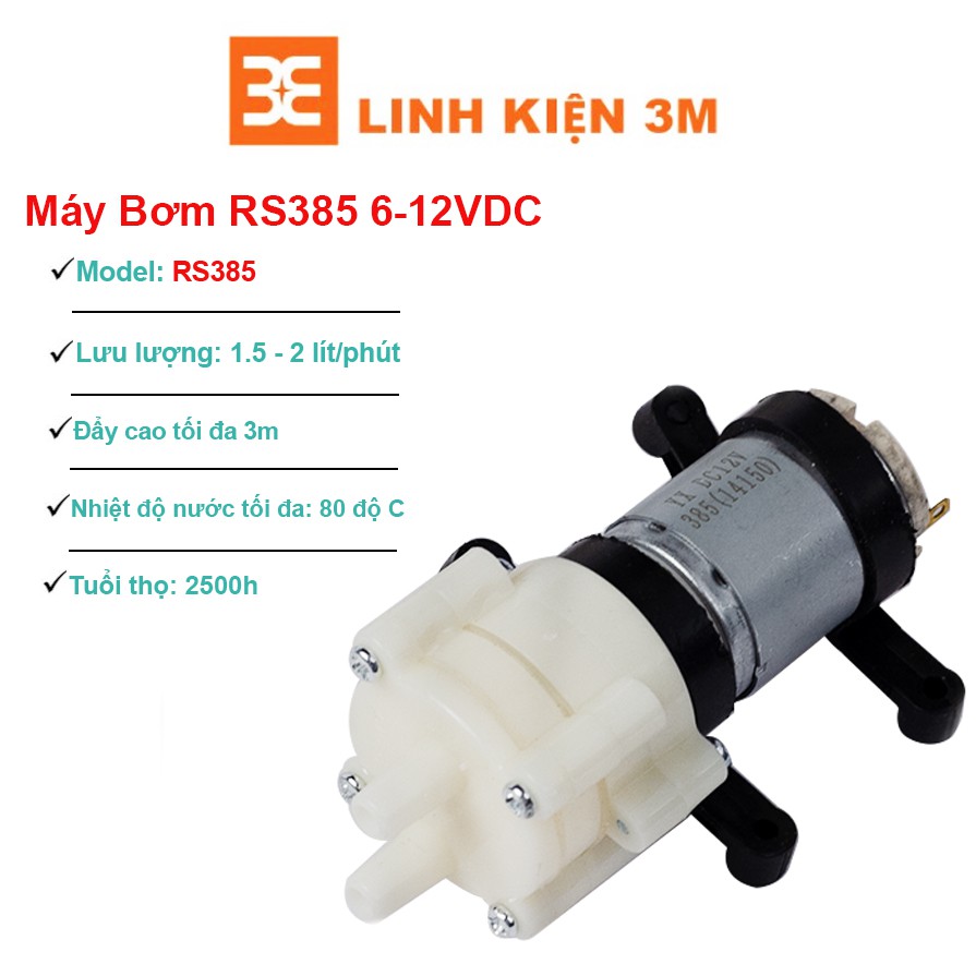 Máy Bơm RS385 6-12VDC 1.5-2L/Min