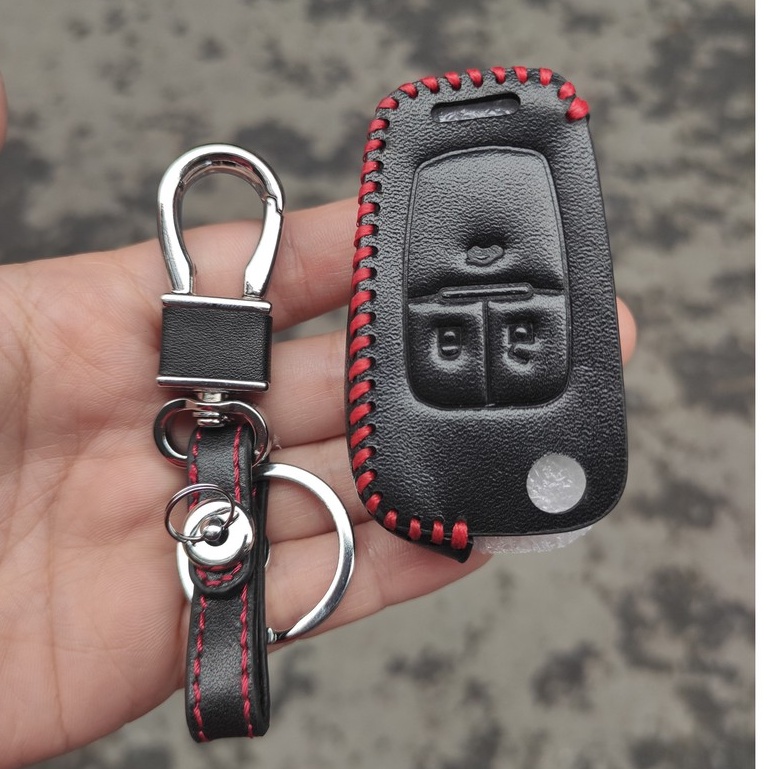 Bao Da Chìa Khóa Xe Chevrolet Cruze, Spark chìa gập Màu Đen -Kèm Móc Treo