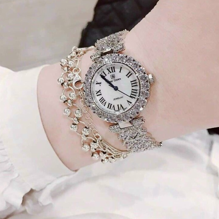 Đồng hồ đeo tay nữ, đồng hồ nữ ROYAL CROWN đính kim cương nhân tạo sáng lấp lánh cho nữ, siêu sang, giá cực rẻ