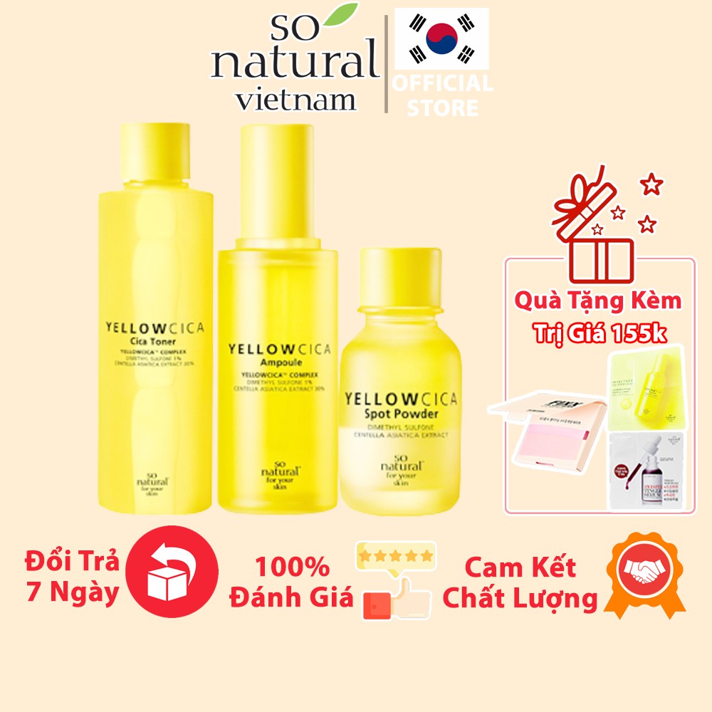 Bộ 3 Sạch Mụn Chiết Xuất từ Rau Má và Sulfur So Natural