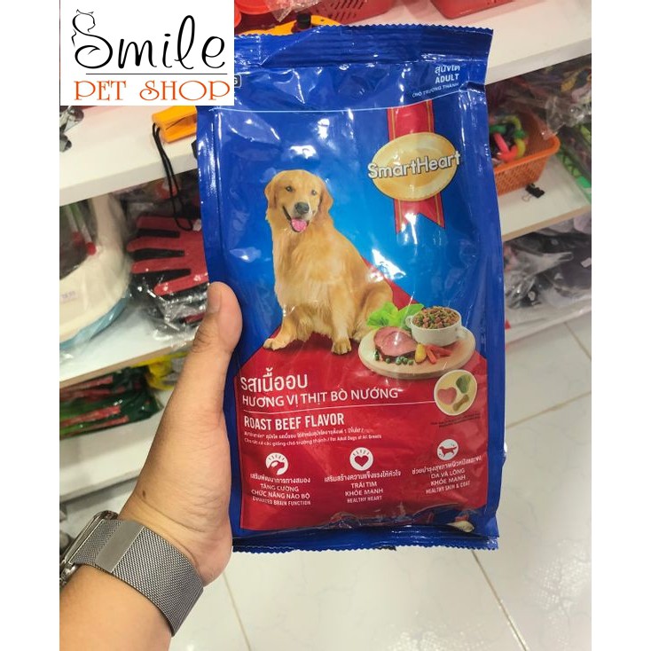 Thức ăn hạt khô SMARTHEART cho chó lớn vị bò nướng 400gr - Smile Pet Shop