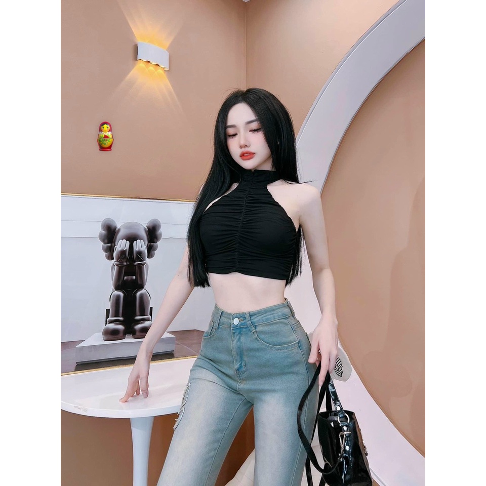 áo yếm lưới 2 lớp dây kéo lưng sexy tôn dáng