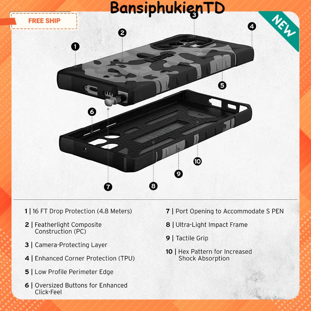 UAG Ốp Lưng Chống Sốc Họa Tiết Rằn Ri Samsung S22 , S22 Plus , S22 Ultra , S21 Plus , S21 Ultra , S20 Ultra