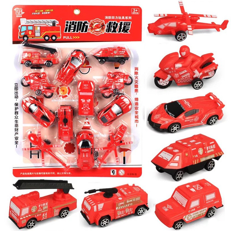 Bộ đồ chơi xe oto cứu hỏa (12 món- ảnh thật)