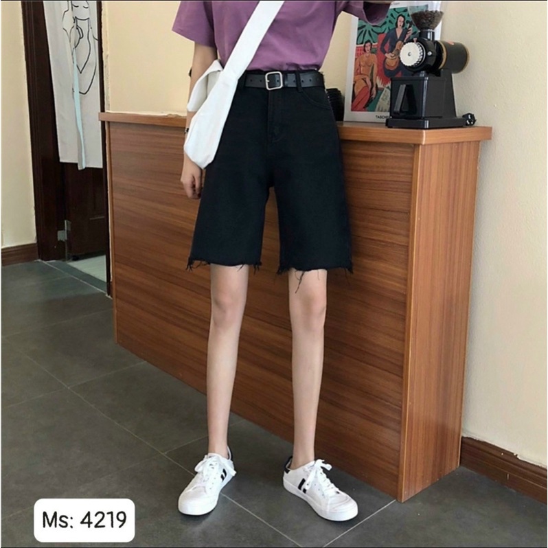 Bigsize (S đến 35) Quần Short Ngố Bò Đen Ống Rộng Rách Sườn VNXK VÀ trơn Ms 44- TC Shop jeans
