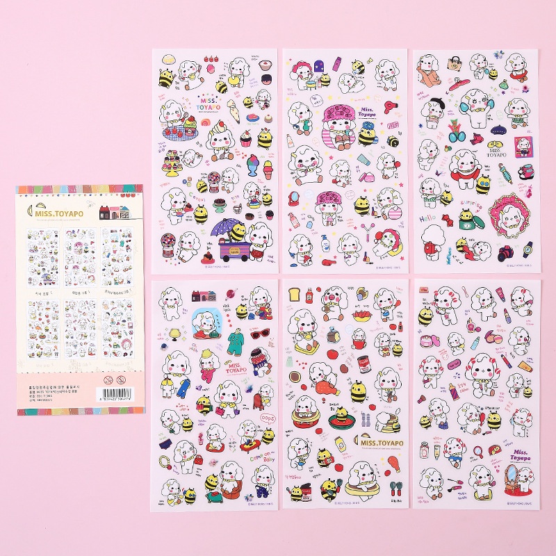 Sticker Cute Dán Sổ Mix Nhiều Mẫu, Set 6 Tấm