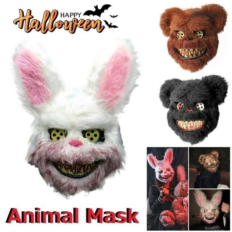 Mặt Nạ Hóa Trang Halloween Hình Thỏ Đẫm Máu Độc Đáo