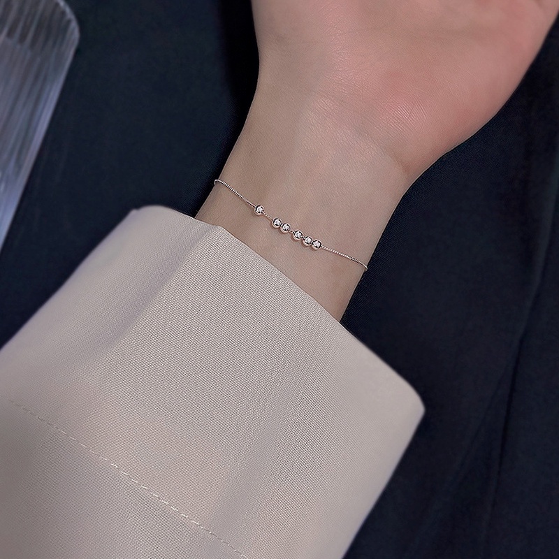 Vòng Tay Bạc S925 Đính Hạt Nhỏ Đơn Giản Thời Trang Hàn Quốc Cho Nữ