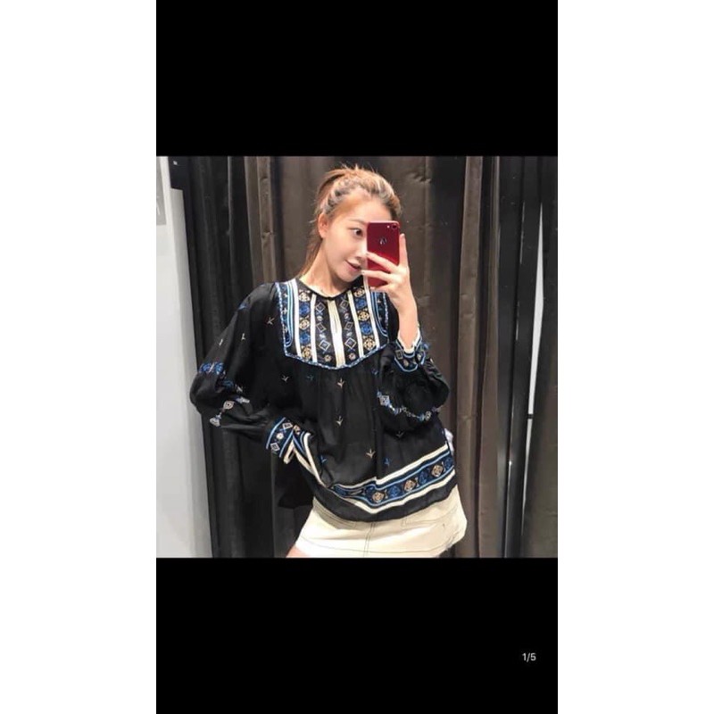 áo Zara thêu siêu xinh mặc siêu vintage