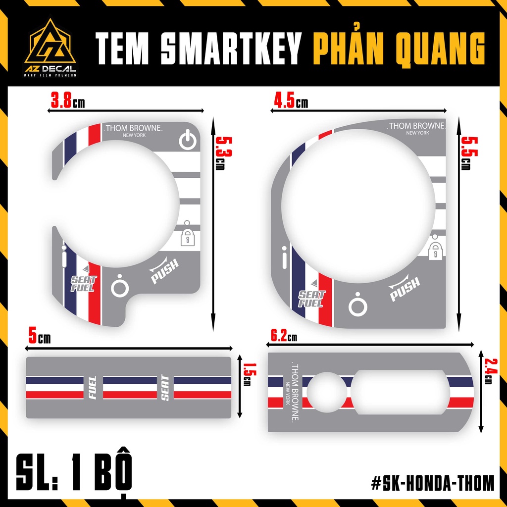 Tem Dán Trang Trí Khóa Thông Minh Smartkey Honda Phong Cách Thomm Browne | SK-HONDA-THOM | Xe SH, SH Mode, Air Blade,...