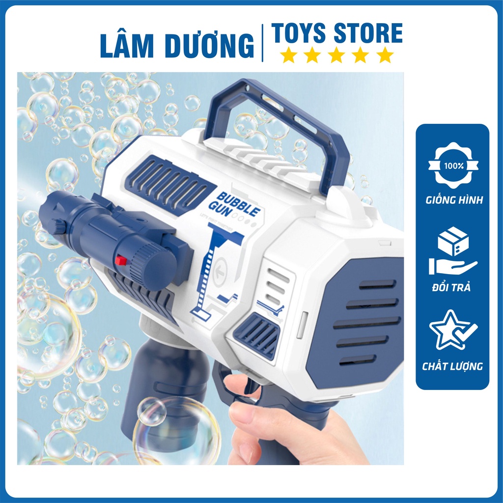 Súng Bắn Bong Bóng Xà Phòng Tự Động 12 Nòng Cỡ Lớn Có Đèn Có Nhạc Cho Bé - Súng Thổi Bong Bóng Lâm Dương Toys