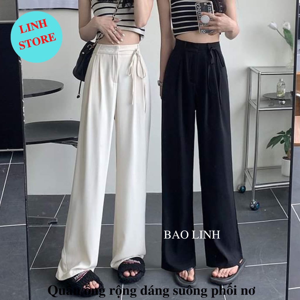 Quần Ống Rộng Dáng Suông Nữ Cạp Cao Linh Store, Quần Ống Rộng Nữ Công Sở Chất Liệu Ruby Mặc Đi Làm Đi Học M015