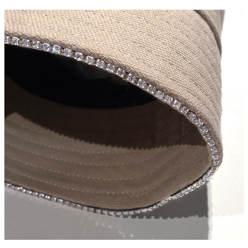 Nón Tai Bèo Chống Nắng Xuân Thu Đính Đá Rhinestone Phong Cách Hàn Quốc Dễ Phối Đồ Cho Nữ