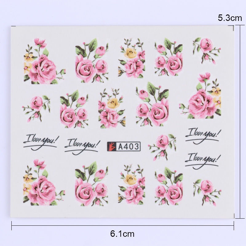 Set 2 Tờ Sticker Dán Móng Tay Hình Hoa Hồng