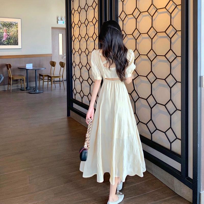 Đầm PERTY tay ngắn màu trơn phong cách Hàn Quốc thời trang mùa hè cho nữ